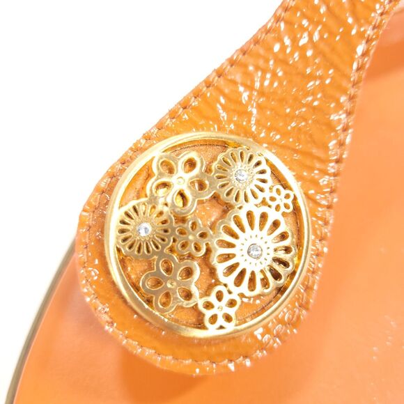 Brighton Pansy Slip On Leather Slide Sandals Womens Size 6.5 119 Orange - Picture 7 of 9